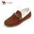 High Quality Camel Leather Shoe Brown With White Fishing At The Top And A Chain Lace